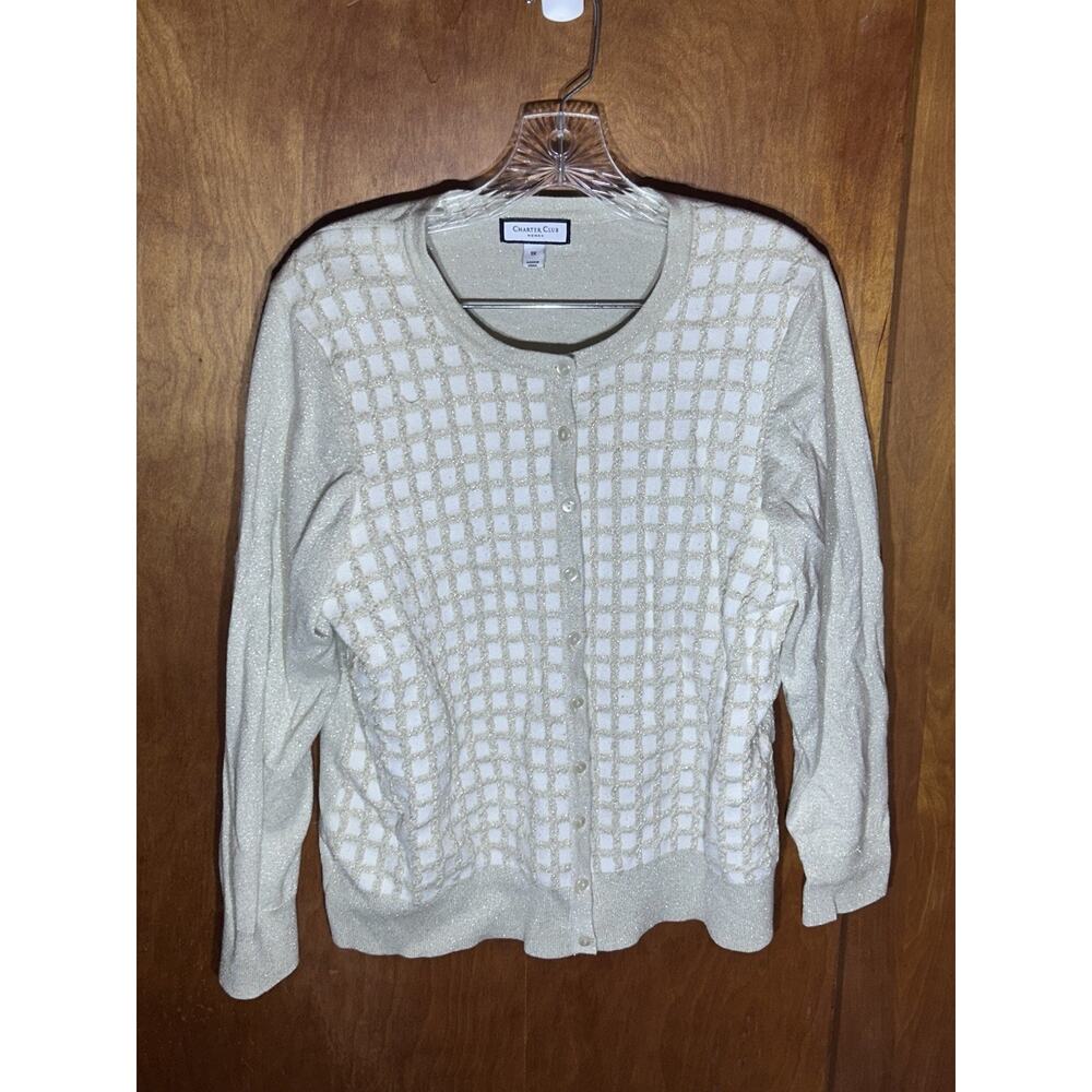 Character Club Women Gold & Tan Sweater Sz 1X